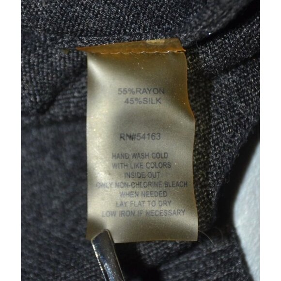 Calvin Klein Gray Roll Tab 3/4 Sleeve Ribbed Knit Silk Blend Top Sweater Size XL - Picture 7 of 8